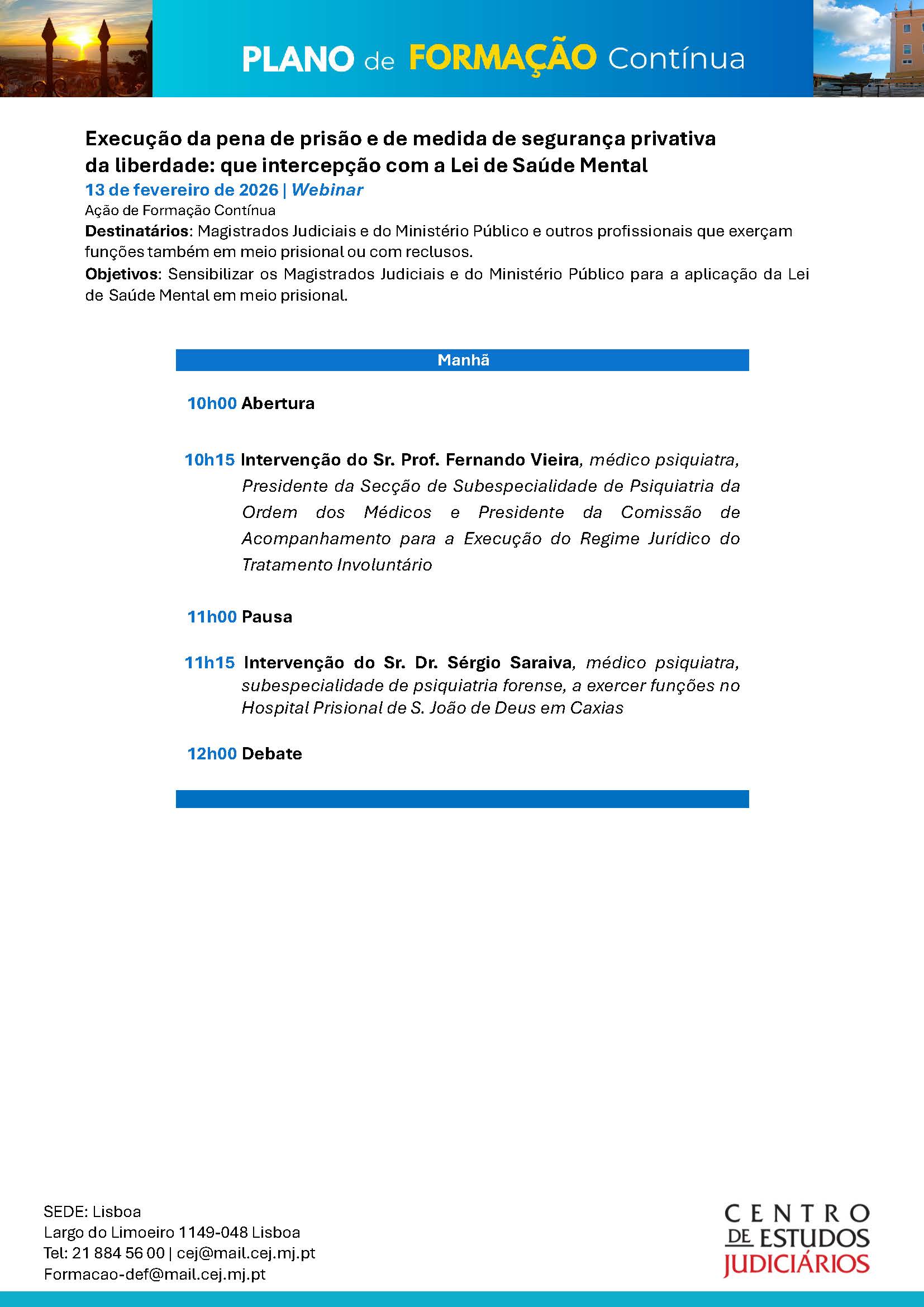 Programa - 13 de fevereiro de 2026